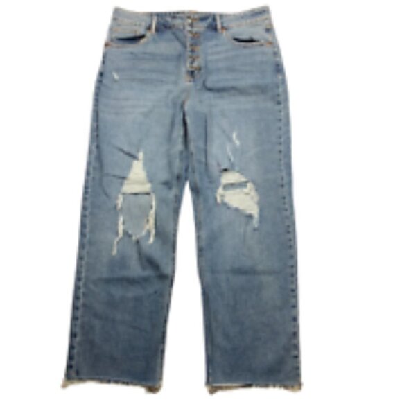 Wild Fable High Rise Straight Ankle Jeans Medium Wash 14 Distressed - Picture 3 of 9